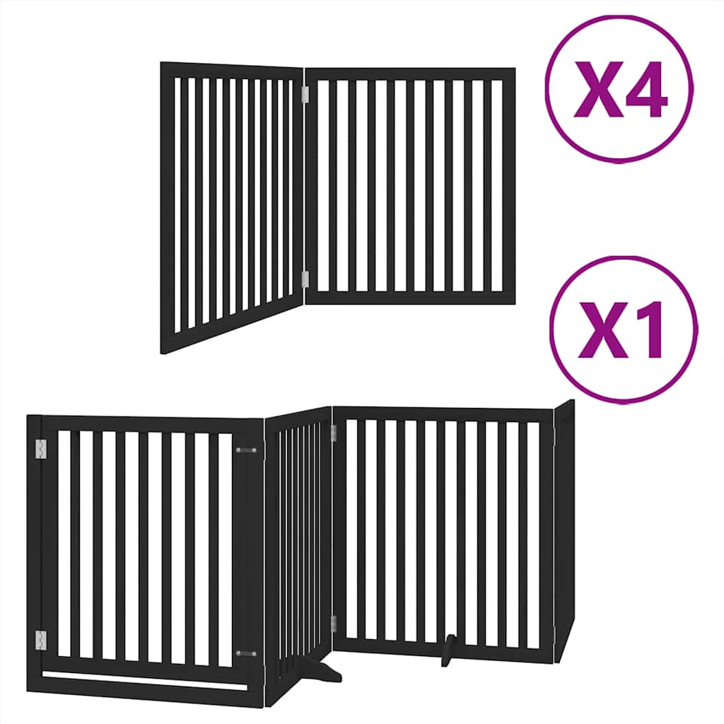 Hondenhek inklapbaar 12 panelen 960 cm populierenhout zwart is nu te koop bij PeponiXL, paradijselijk wonen!