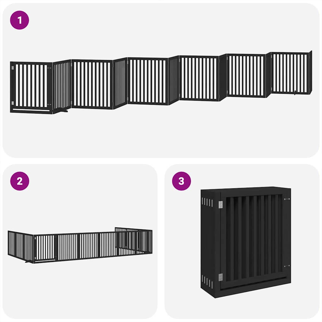 Hondenhek inklapbaar 12 panelen 960 cm populierenhout zwart is nu te koop bij PeponiXL, paradijselijk wonen!