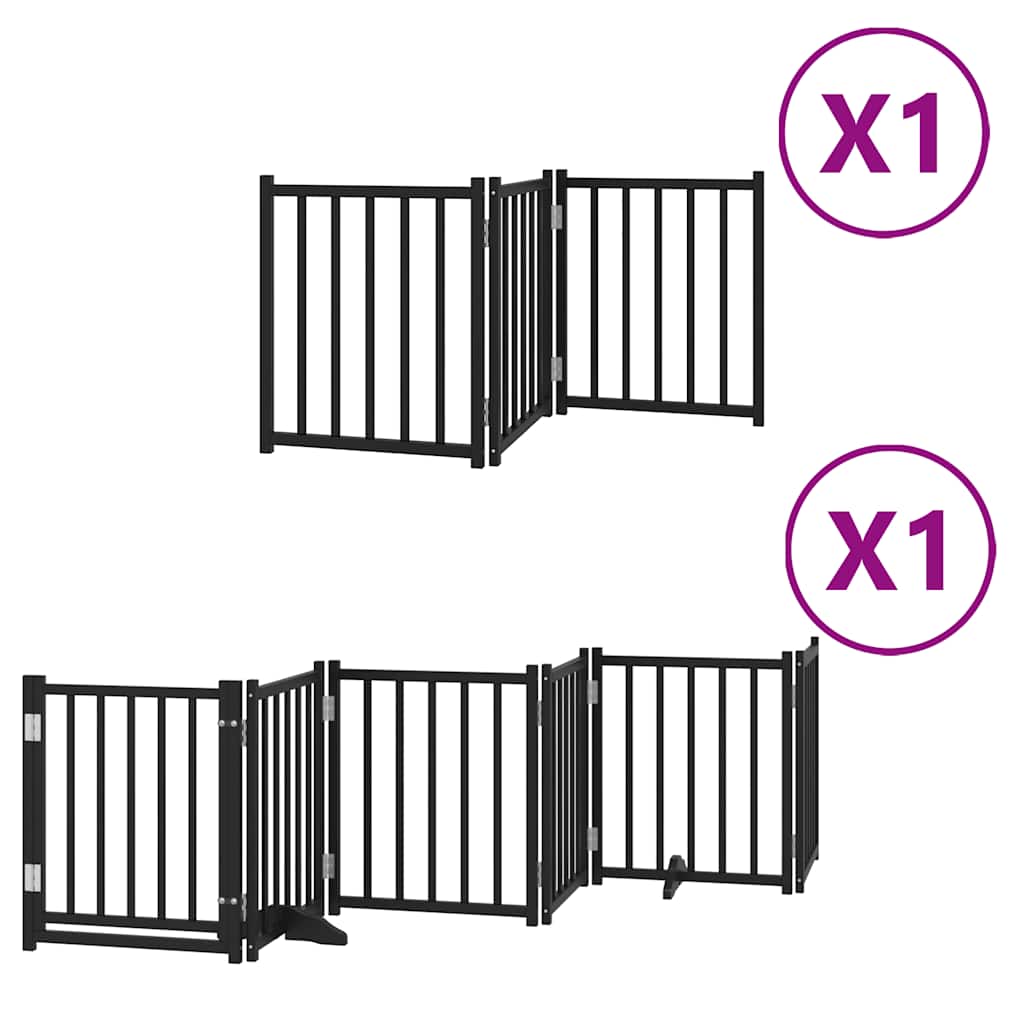 Hondenhek inklapbaar 9 panelen 450 cm populierenhout zwart is nu te koop bij PeponiXL, paradijselijk wonen!