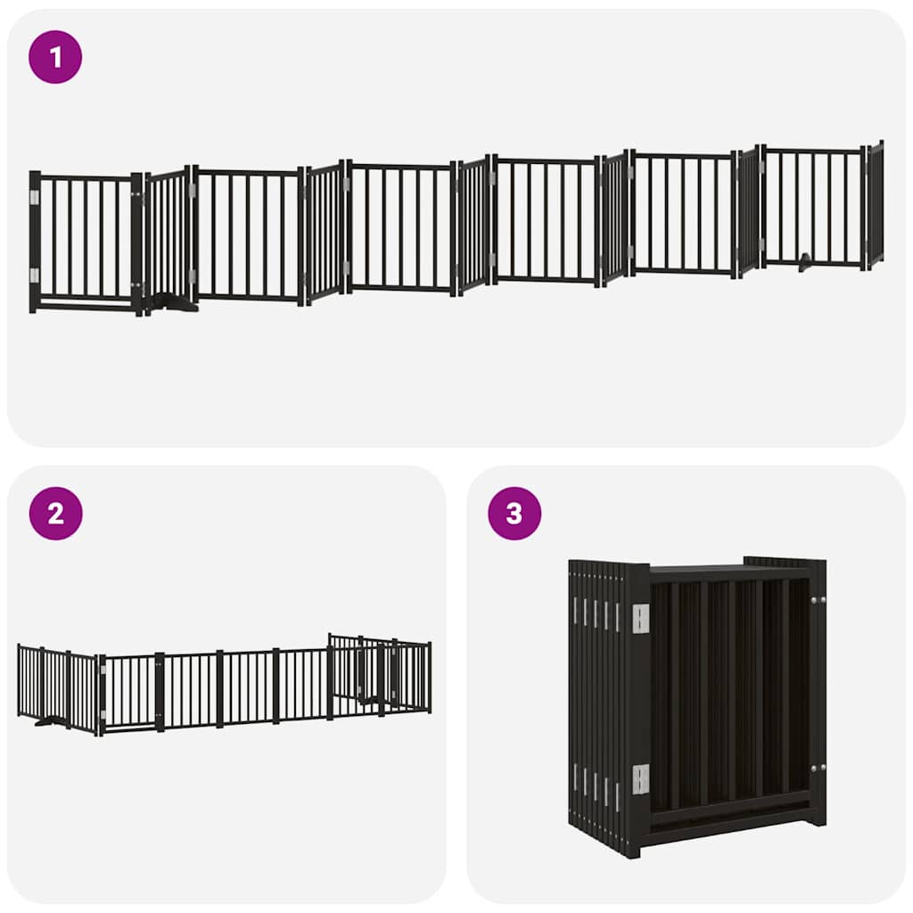 Hondenhek inklapbaar 12 panelen 600 cm populierenhout zwart is nu te koop bij PeponiXL, paradijselijk wonen!