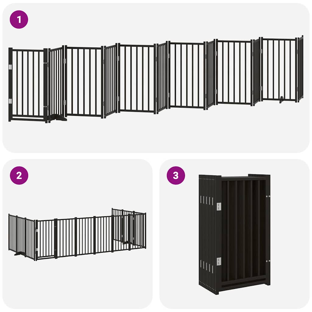 Hondenhek inklapbaar 12 panelen 600 cm populierenhout zwart is nu te koop bij PeponiXL, paradijselijk wonen!