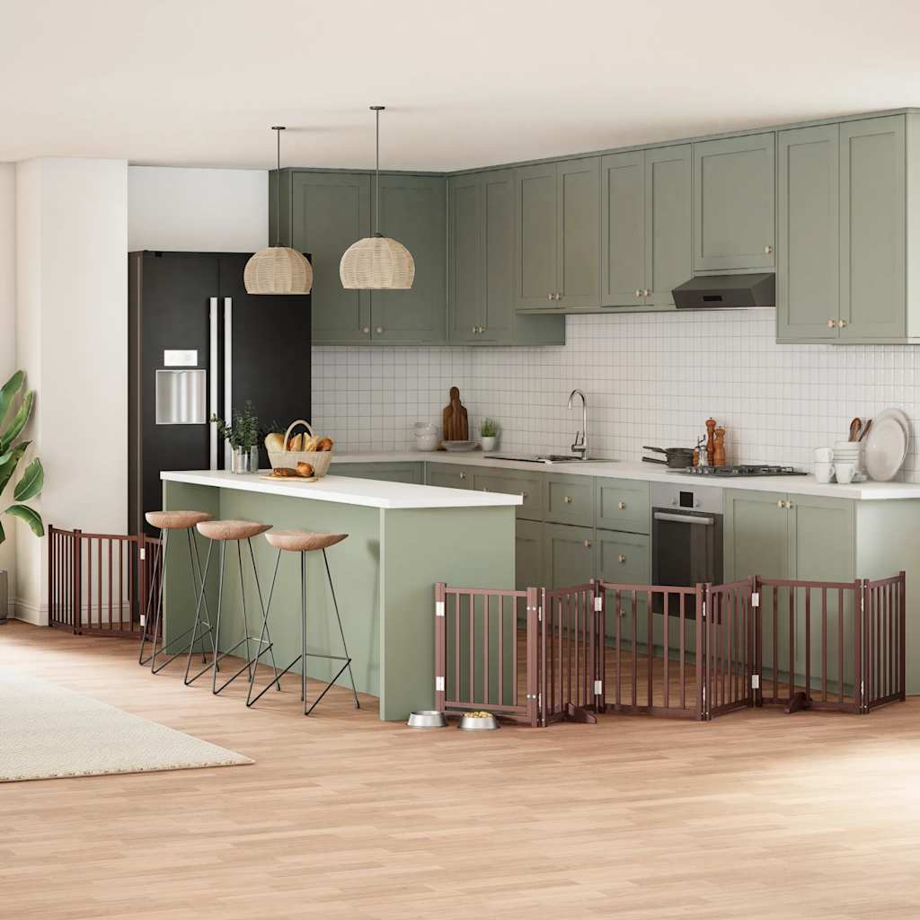 Hondenhek inklapbaar 9 panelen 450 cm populierenhout bruin is nu te koop bij PeponiXL, paradijselijk wonen!