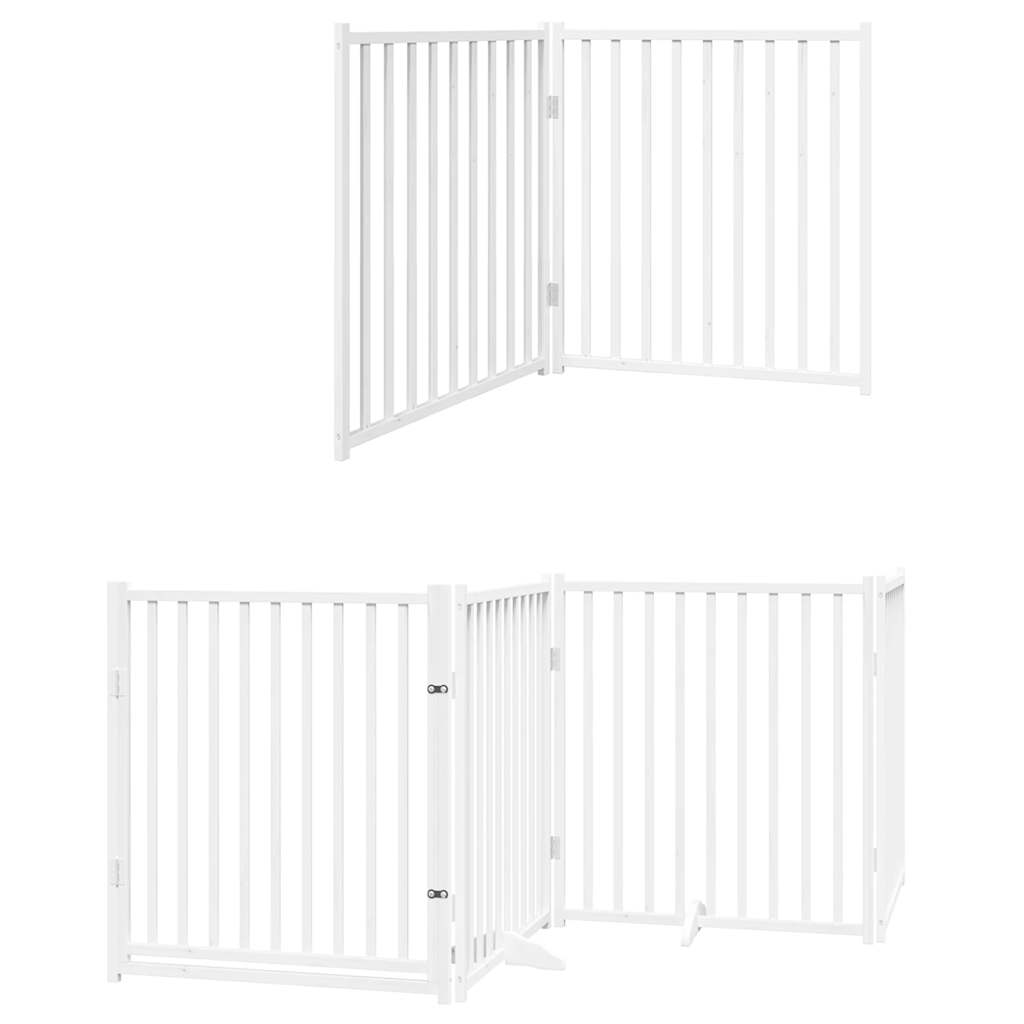 Hondenhek inklapbaar met deur 10 panelen 800cm populierhout wit is nu te koop bij PeponiXL, paradijselijk wonen!