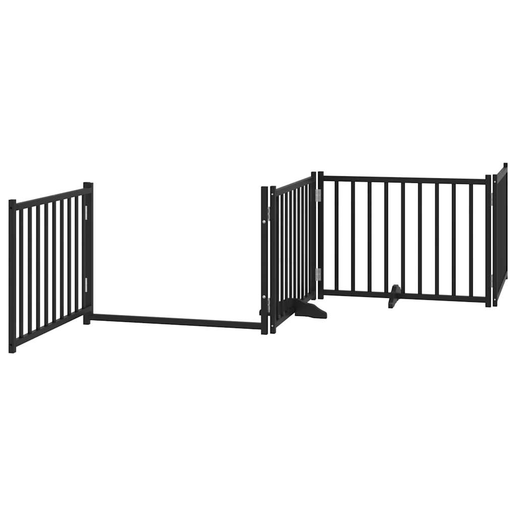 Hondenhek inklapbaar 8 panelen 640 cm populierenhout zwart is nu te koop bij PeponiXL, paradijselijk wonen!