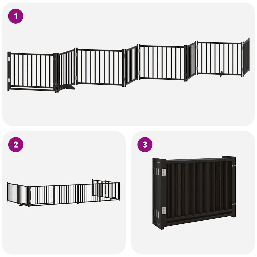 Hondenhek inklapbaar 8 panelen 640 cm populierenhout zwart is nu te koop bij PeponiXL, paradijselijk wonen!