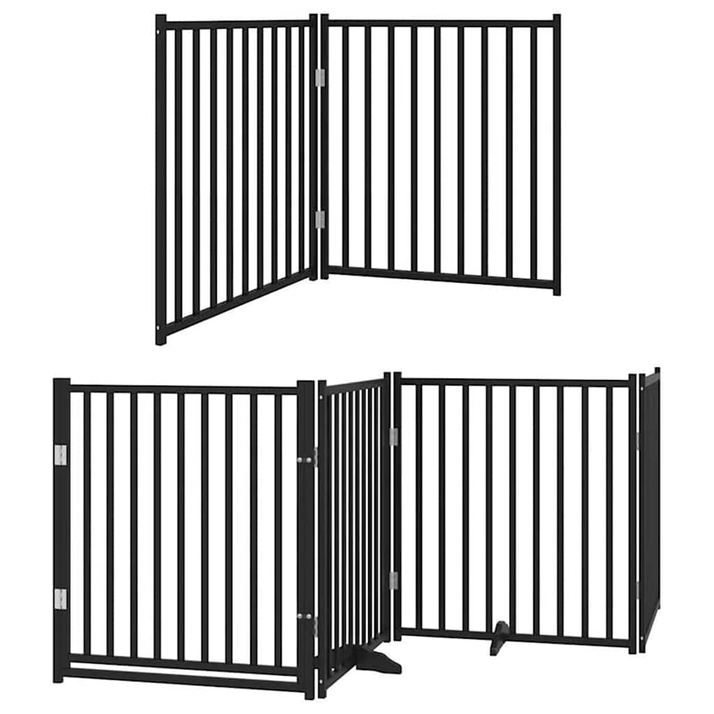 Hondenhek inklapbaar 8 panelen 640 cm populierenhout zwart is nu te koop bij PeponiXL, paradijselijk wonen!