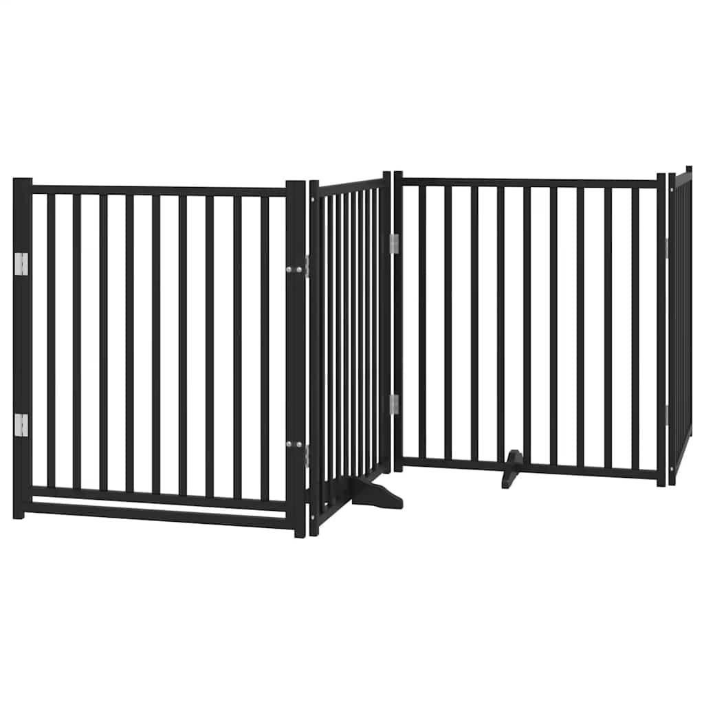 Hondenhek inklapbaar 8 panelen 640 cm populierenhout zwart is nu te koop bij PeponiXL, paradijselijk wonen!