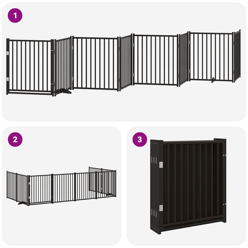 Hondenhek inklapbaar 8 panelen 640 cm populierenhout zwart is nu te koop bij PeponiXL, paradijselijk wonen!