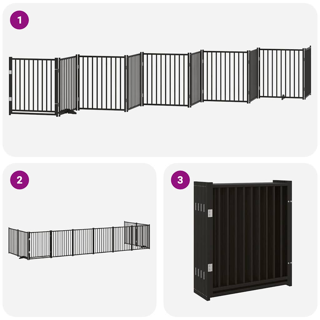 Hondenhek inklapbaar 10 panelen 800 cm populierenhout zwart is nu te koop bij PeponiXL, paradijselijk wonen!