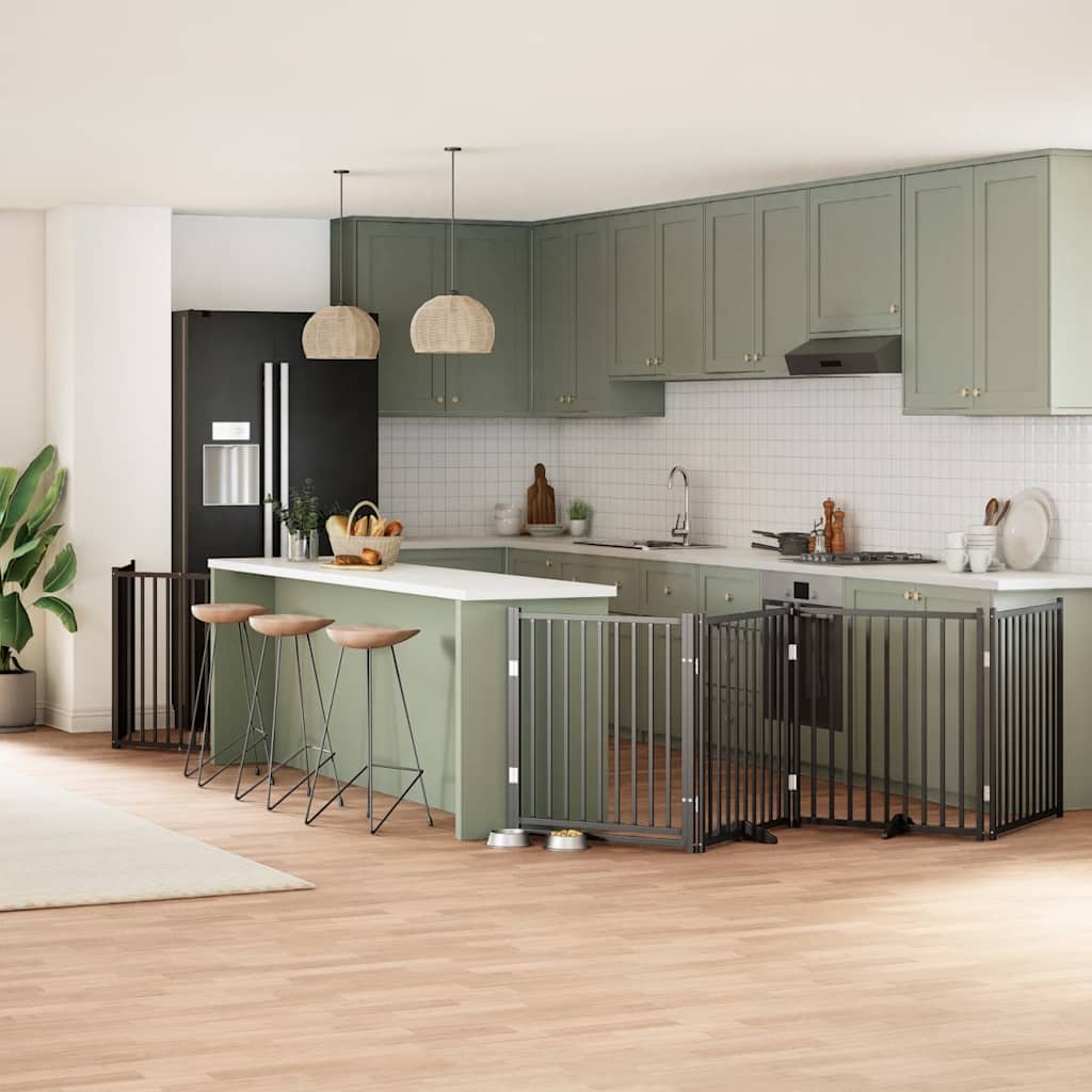 Hondenhek inklapbaar 12 panelen 960 cm populierenhout zwart is nu te koop bij PeponiXL, paradijselijk wonen!