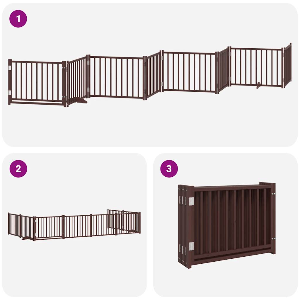 Hondenhek inklapbaar 8 panelen 640 cm populierenhout bruin is nu te koop bij PeponiXL, paradijselijk wonen!