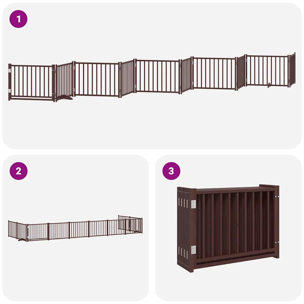 Hondenhek inklapbaar 10 panelen 800 cm populierenhout bruin is nu te koop bij PeponiXL, paradijselijk wonen!
