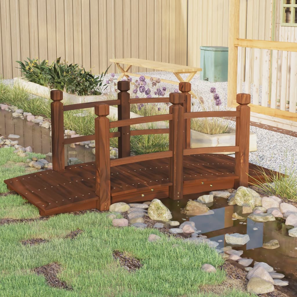 Tuinbrug met leuningen 150x67x56 cm massief vurenhout is nu te koop bij PeponiXL, paradijselijk wonen!