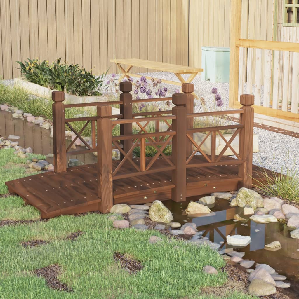 Tuinbrug met leuningen 150x67x56 cm massief vurenhout is nu te koop bij PeponiXL, paradijselijk wonen!