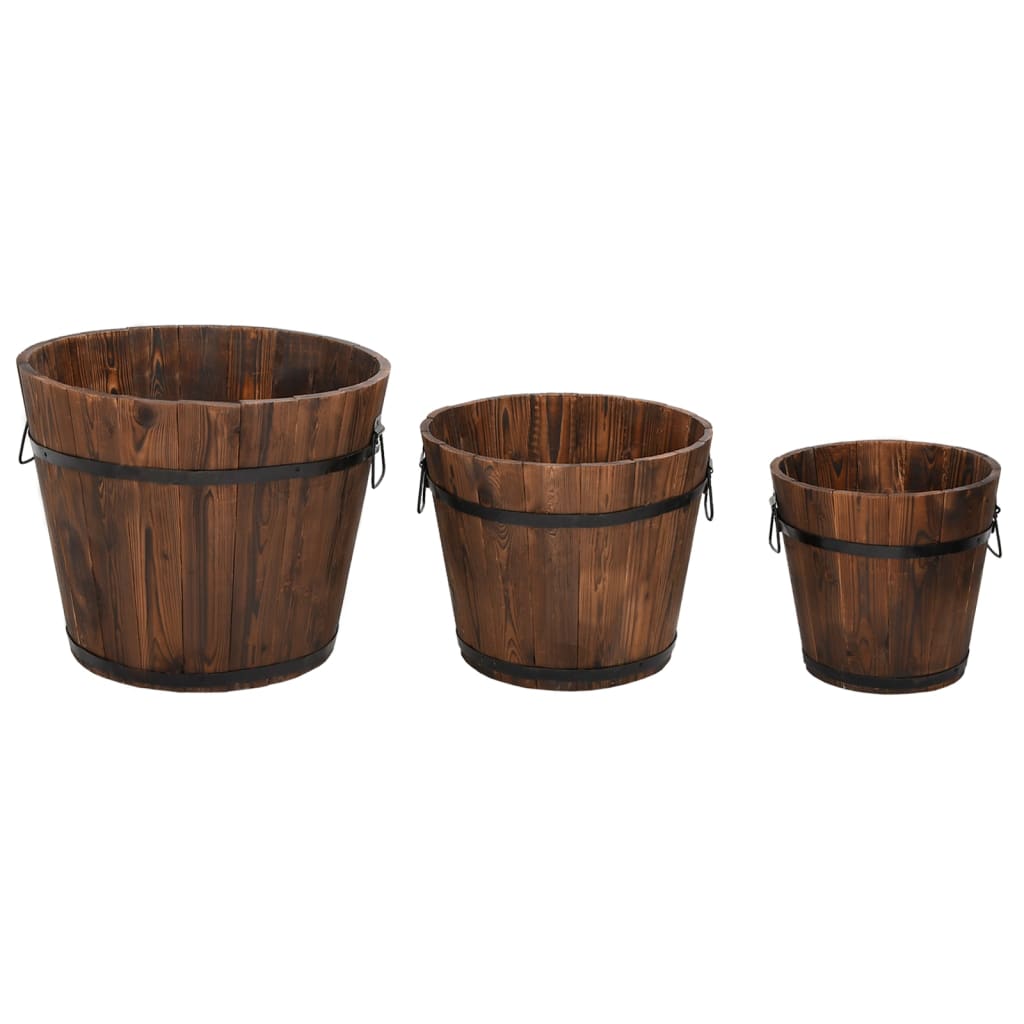 Plantenbakset houten emmer 3-delig massief vurenhout is nu te koop bij PeponiXL, paradijselijk wonen!