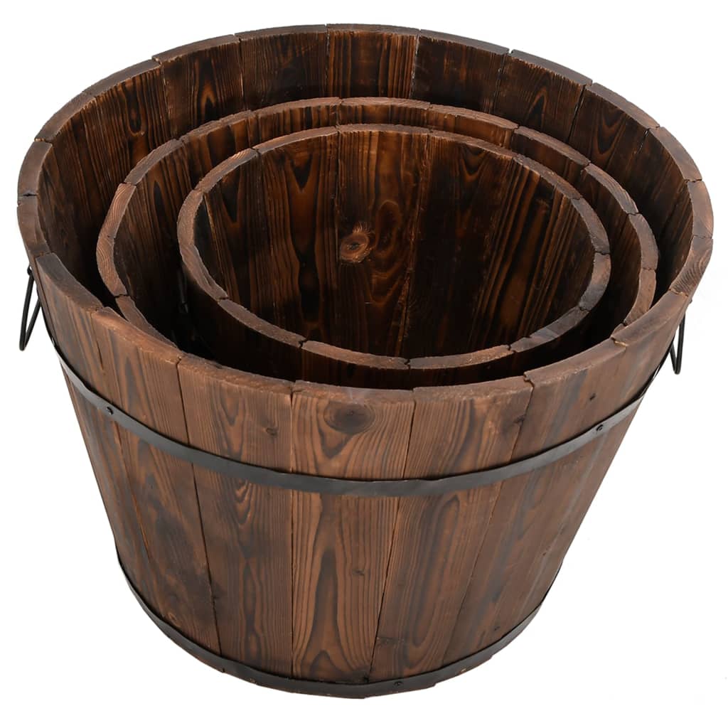 Plantenbakset houten emmer 3-delig massief vurenhout is nu te koop bij PeponiXL, paradijselijk wonen!