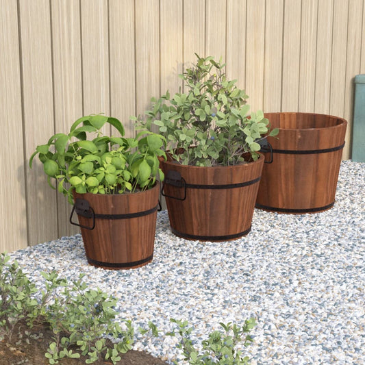 Plantenbakset houten emmer 3-delig massief vurenhout is nu te koop bij PeponiXL, paradijselijk wonen!