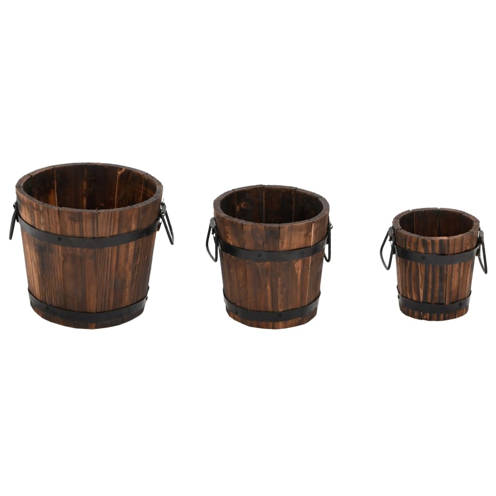 Plantenbakset houten emmer 3-delig massief vurenhout is nu te koop bij PeponiXL, paradijselijk wonen!