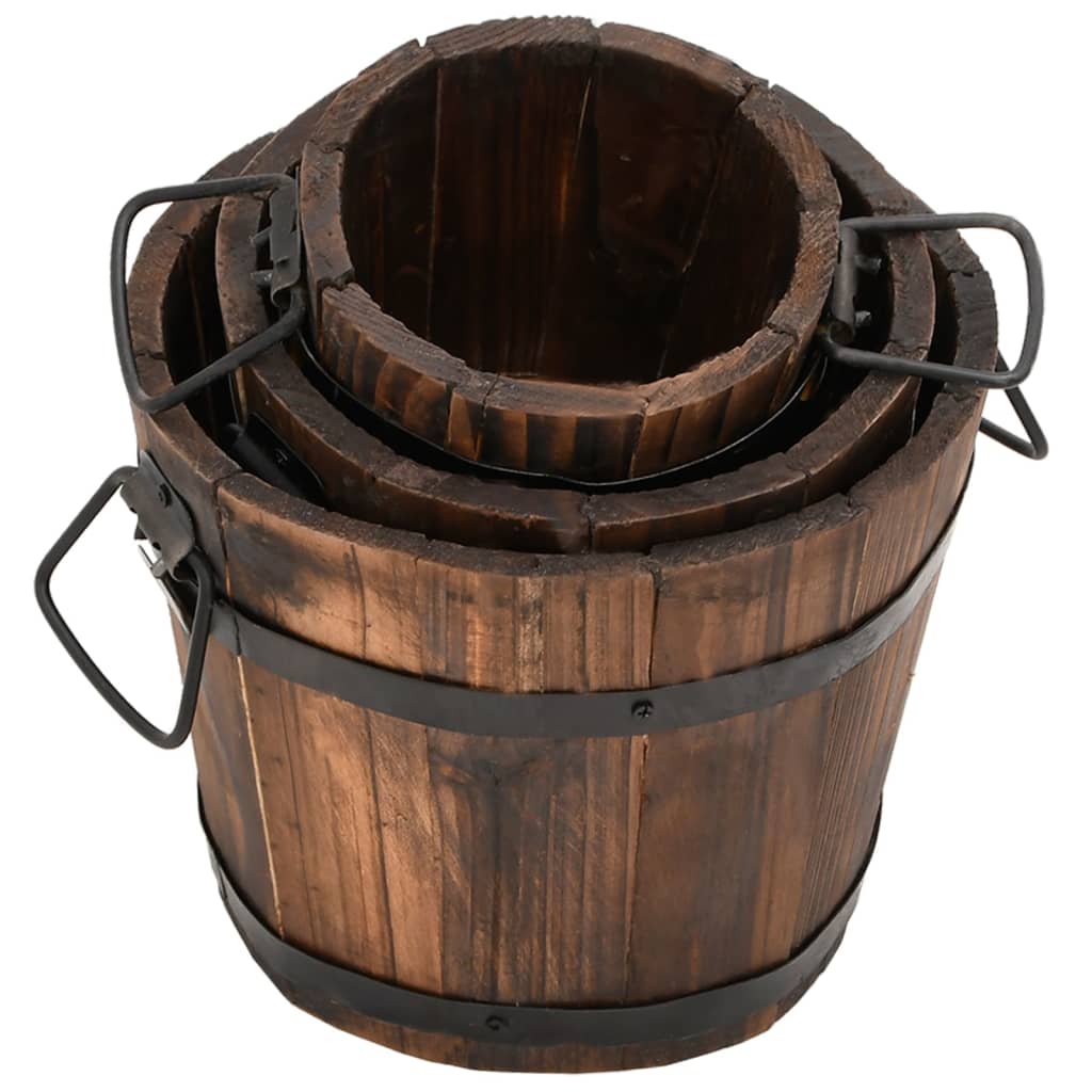 Plantenbakset houten emmer 3-delig massief vurenhout is nu te koop bij PeponiXL, paradijselijk wonen!