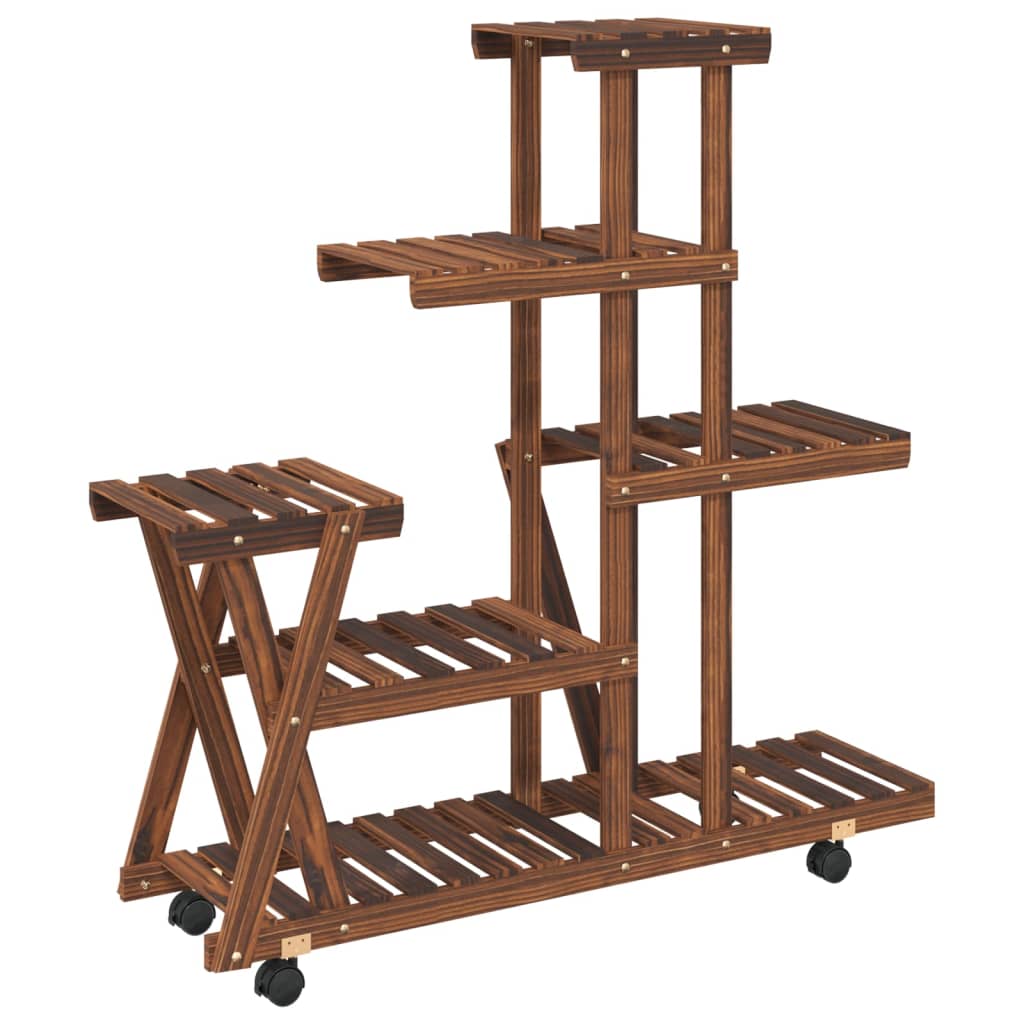 Plantenstandaard met wielen 95x25x101 cm massief vurenhout is nu te koop bij PeponiXL, paradijselijk wonen!