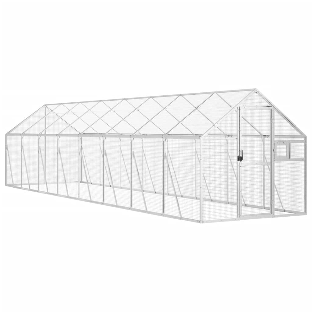 Volière 1,79x8x1,85 m aluminium zilverkleurig is nu te koop bij PeponiXL, paradijselijk wonen!