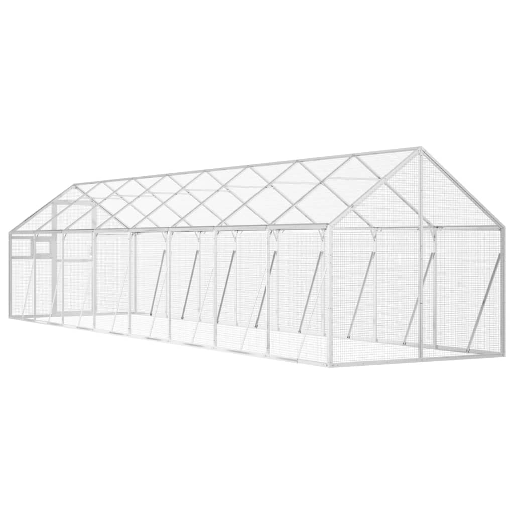 Volière 1,79x8x1,85 m aluminium zilverkleurig is nu te koop bij PeponiXL, paradijselijk wonen!