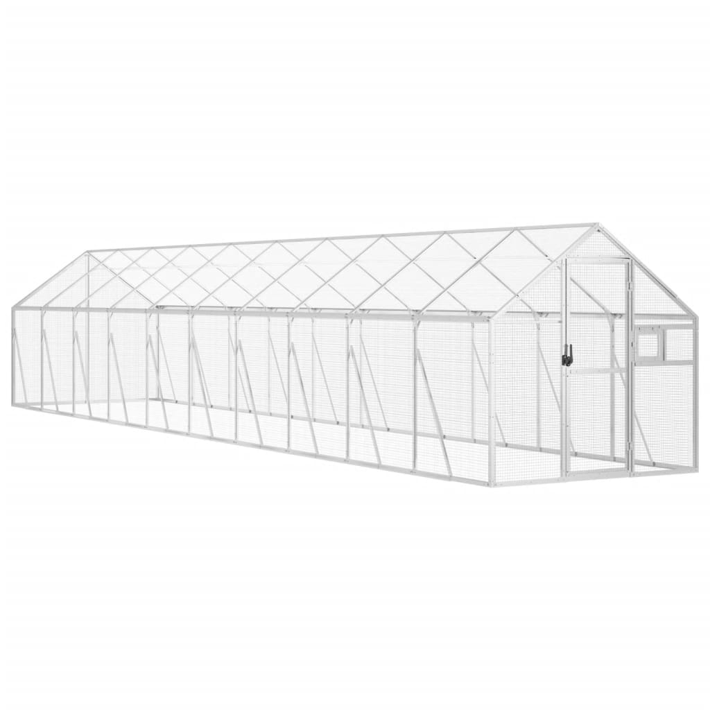 Volière 1,79x10x1,85 m aluminium zilverkleurig is nu te koop bij PeponiXL, paradijselijk wonen!