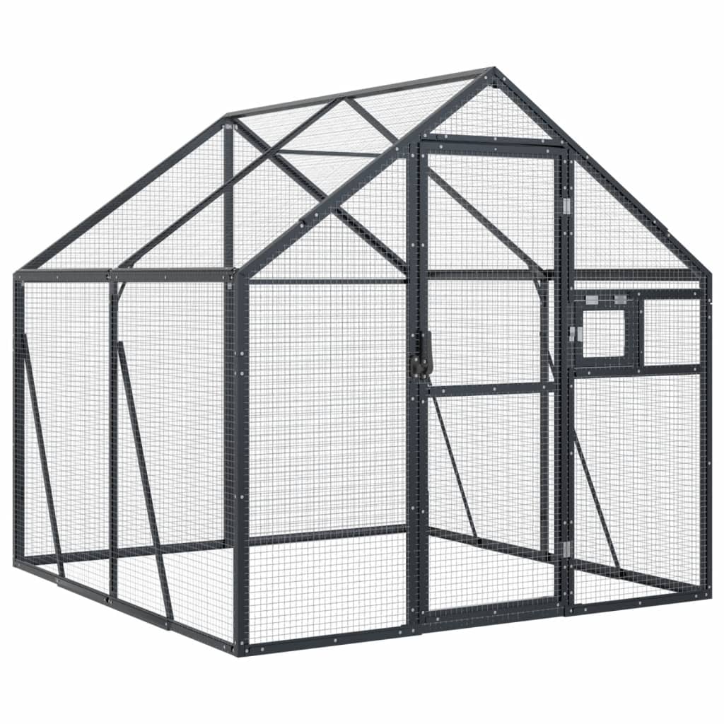 Volière 1,79x2x1,85 m aluminium antracietkleurig is nu te koop bij PeponiXL, paradijselijk wonen!