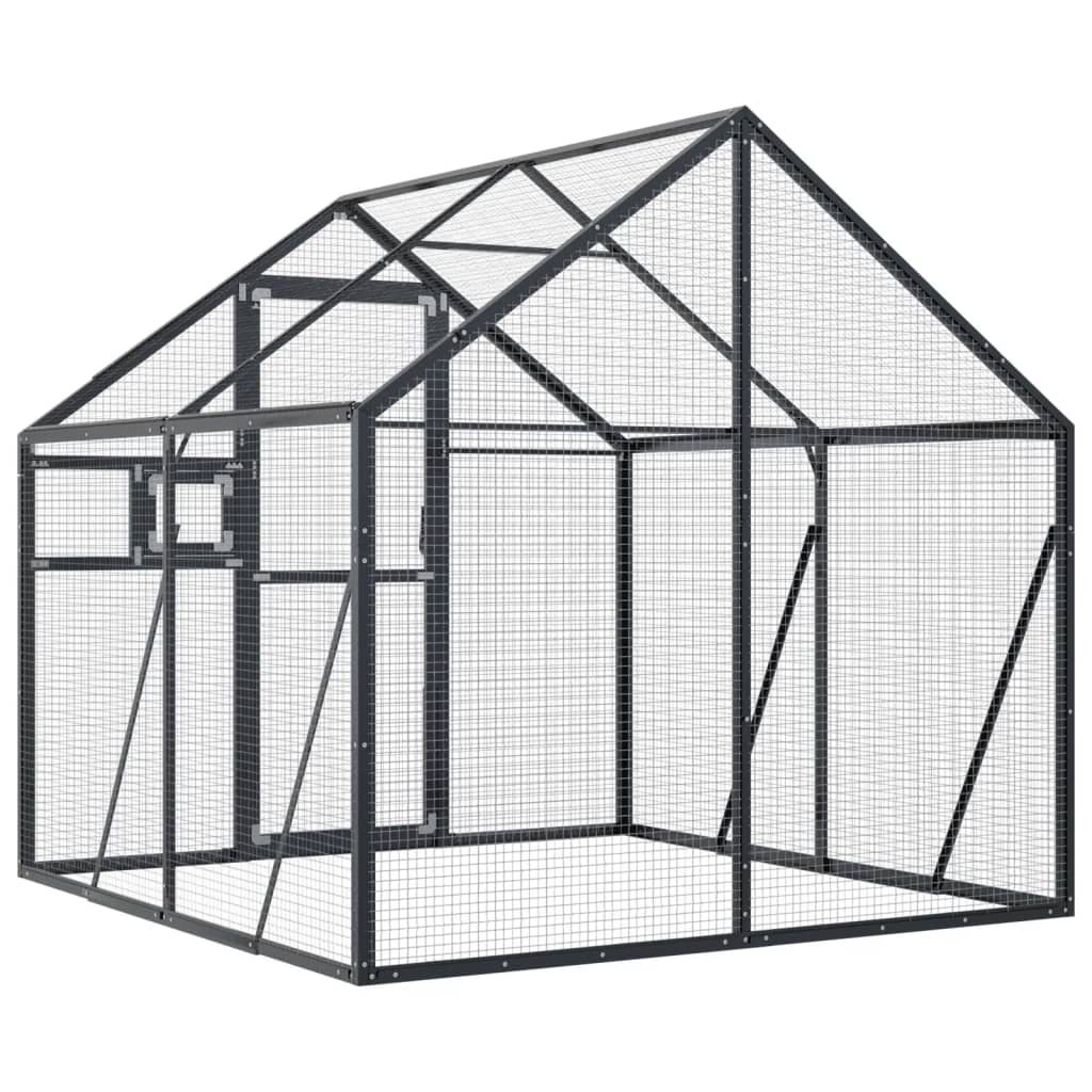 Volière 1,79x2x1,85 m aluminium antracietkleurig is nu te koop bij PeponiXL, paradijselijk wonen!