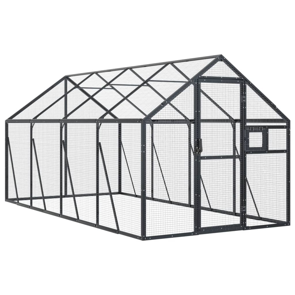 Volière 1,79x4x1,85 m aluminium antracietkleurig is nu te koop bij PeponiXL, paradijselijk wonen!