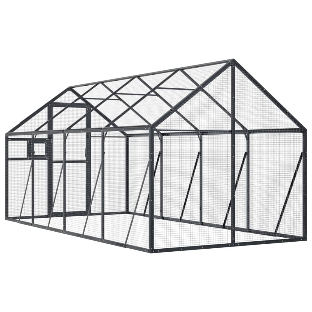 Volière 1,79x4x1,85 m aluminium antracietkleurig is nu te koop bij PeponiXL, paradijselijk wonen!