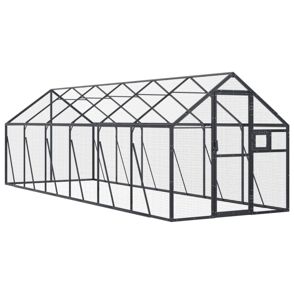 Volière 1,79x6x1,85 m aluminium antracietkleurig is nu te koop bij PeponiXL, paradijselijk wonen!