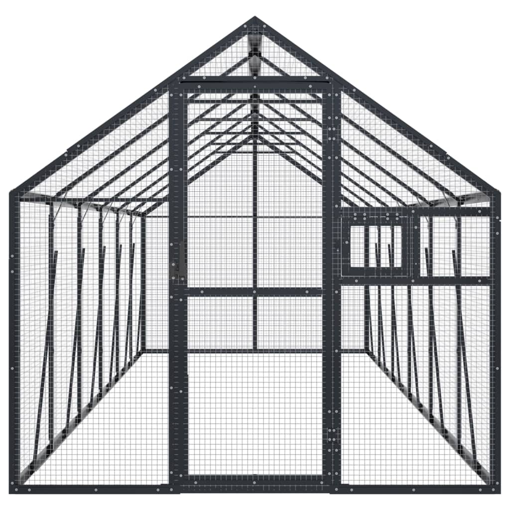 Volière 1,79x6x1,85 m aluminium antracietkleurig is nu te koop bij PeponiXL, paradijselijk wonen!