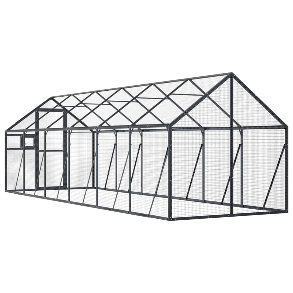 Volière 1,79x6x1,85 m aluminium antracietkleurig is nu te koop bij PeponiXL, paradijselijk wonen!