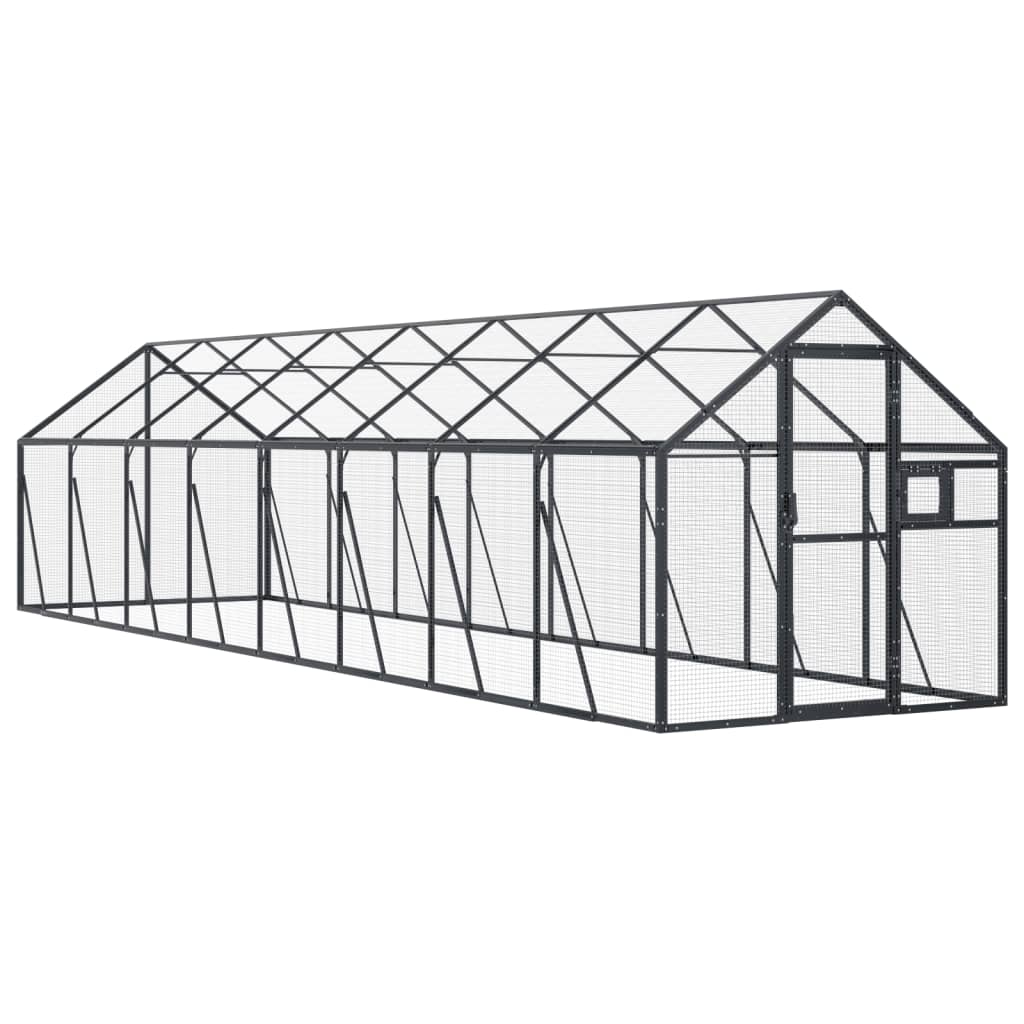Volière 1,79x8x1,85 m aluminium antracietkleurig is nu te koop bij PeponiXL, paradijselijk wonen!