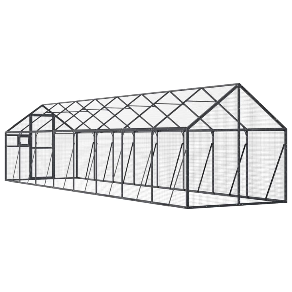Volière 1,79x8x1,85 m aluminium antracietkleurig is nu te koop bij PeponiXL, paradijselijk wonen!