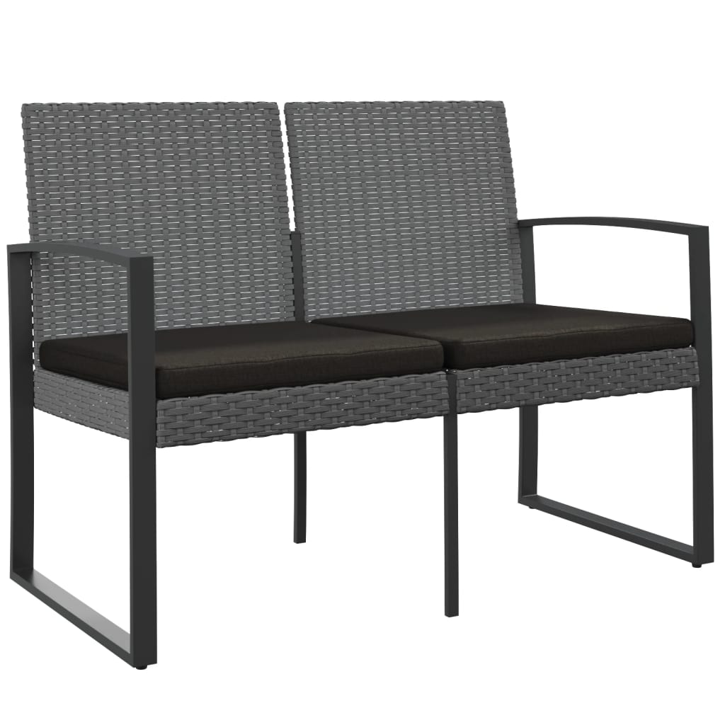 Tuinbank 2-zits met kussens polypropeen rattan donkergrijs is nu te koop bij PeponiXL, paradijselijk wonen!