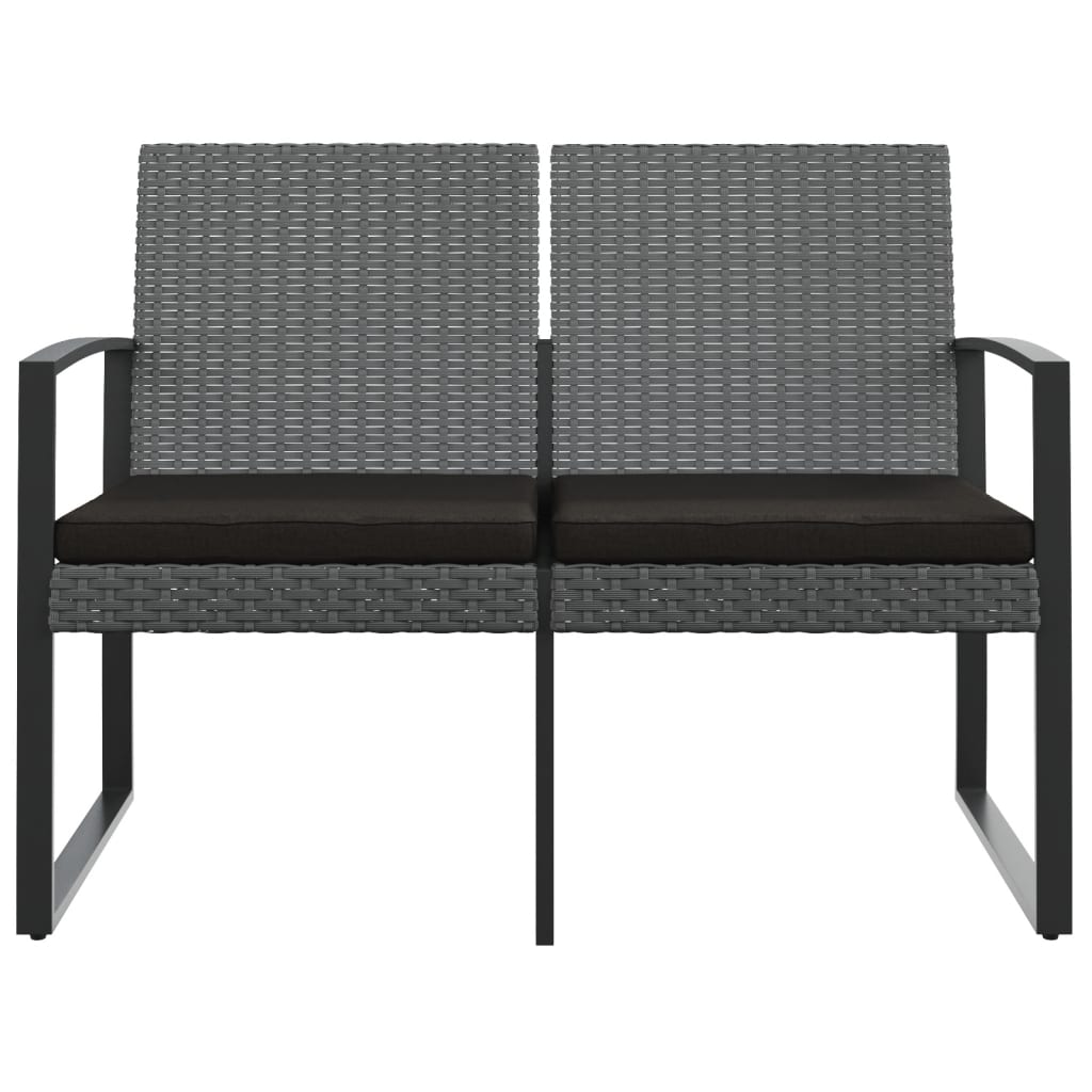 Tuinbank 2-zits met kussens polypropeen rattan donkergrijs is nu te koop bij PeponiXL, paradijselijk wonen!