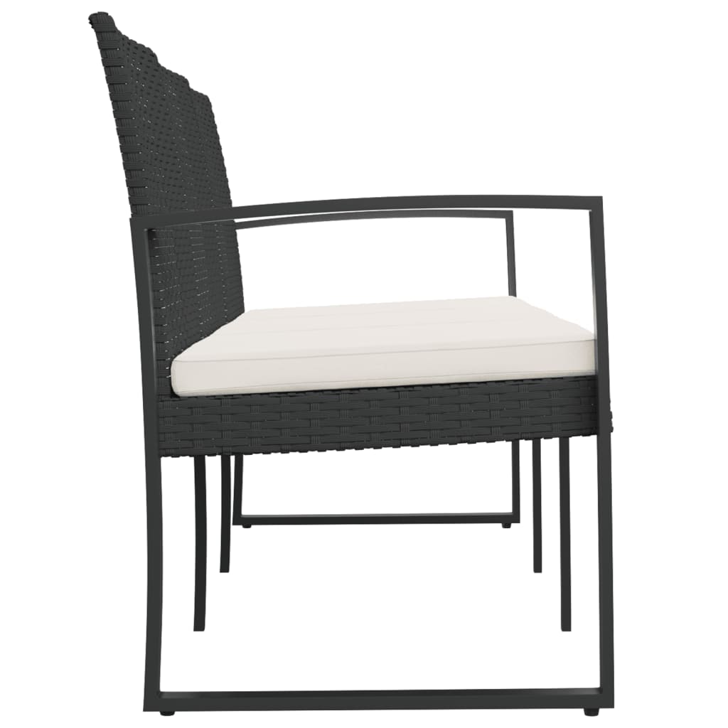 Tuinbank 3-zits met kussens polypropeen rattan zwart is nu te koop bij PeponiXL, paradijselijk wonen!