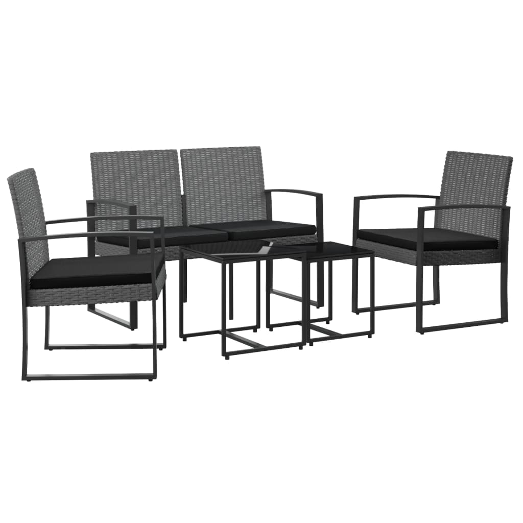 5-delige Tuinset met kussens polypropeen rattan donkergrijs is nu te koop bij PeponiXL, paradijselijk wonen!