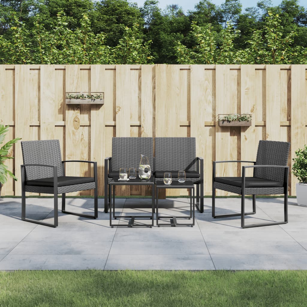 5-delige Tuinset met kussens polypropeen rattan donkergrijs is nu te koop bij PeponiXL, paradijselijk wonen!