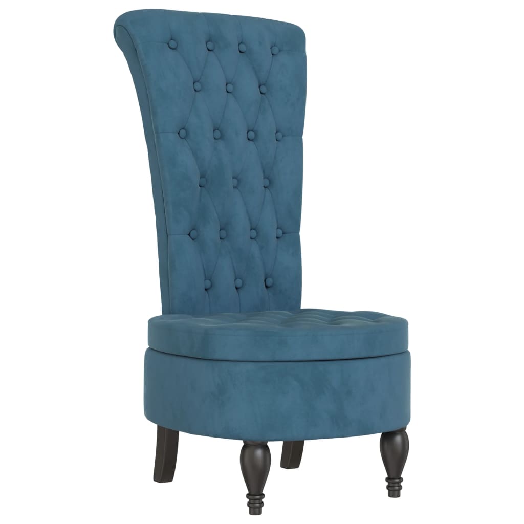 Stoel hoge rugleuning met knopen fluweel blauw is nu te koop bij PeponiXL, paradijselijk wonen!