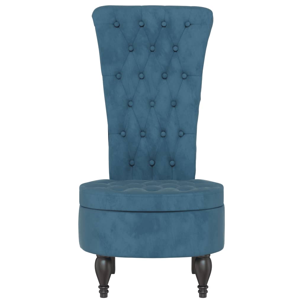 Stoel hoge rugleuning met knopen fluweel blauw is nu te koop bij PeponiXL, paradijselijk wonen!