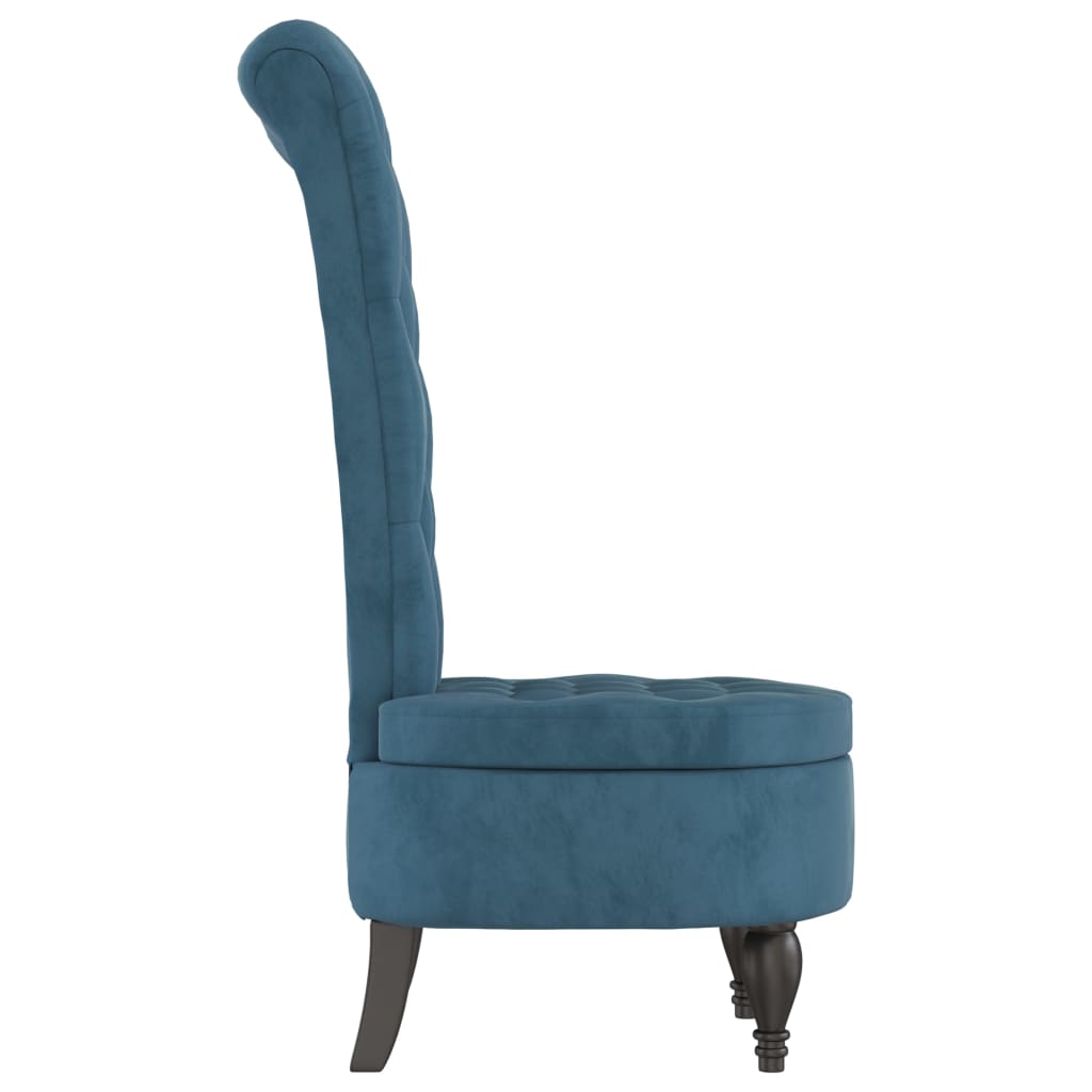 Stoel hoge rugleuning met knopen fluweel blauw is nu te koop bij PeponiXL, paradijselijk wonen!