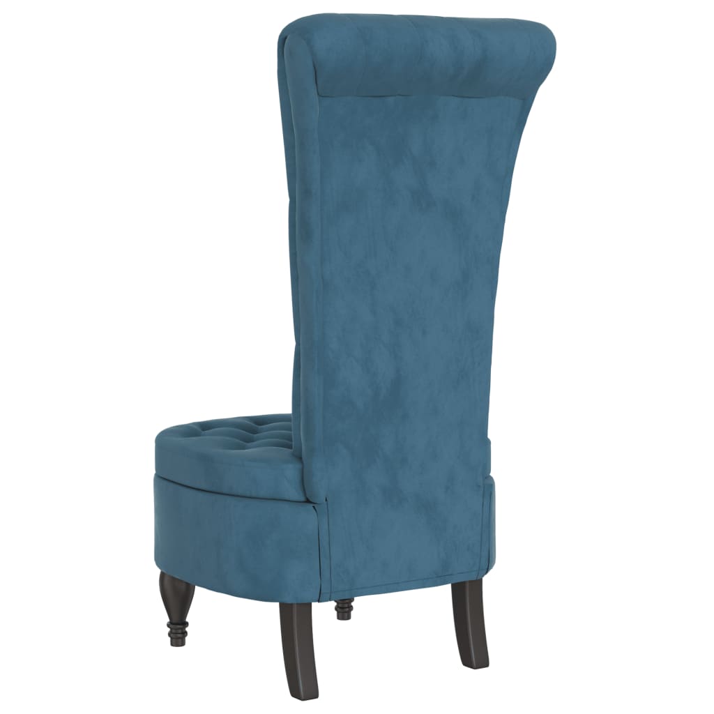 Stoel hoge rugleuning met knopen fluweel blauw is nu te koop bij PeponiXL, paradijselijk wonen!