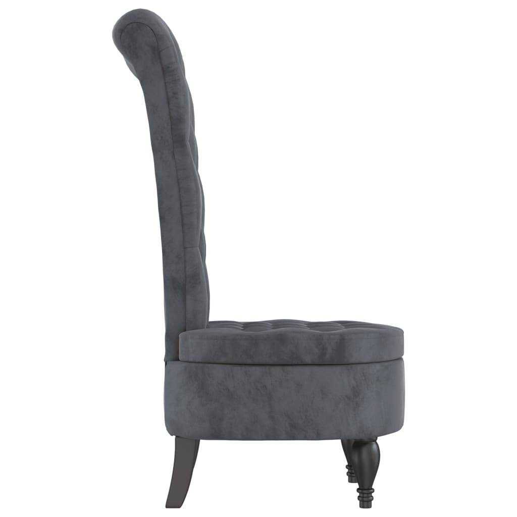 Stoel hoge rugleuning met knopen fluweel donkergrijs is nu te koop bij PeponiXL, paradijselijk wonen!