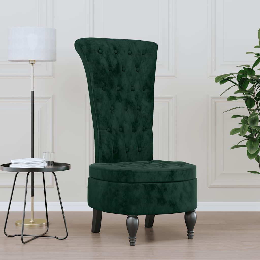 Stoel hoge rugleuning met knopen fluweel donkergroen is nu te koop bij PeponiXL, paradijselijk wonen!
