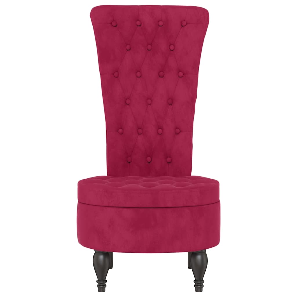 Stoel hoge rugleuning met knopen fluweel wijnrood is nu te koop bij PeponiXL, paradijselijk wonen!