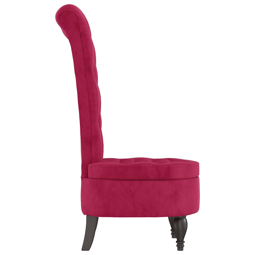 Stoel hoge rugleuning met knopen fluweel wijnrood is nu te koop bij PeponiXL, paradijselijk wonen!