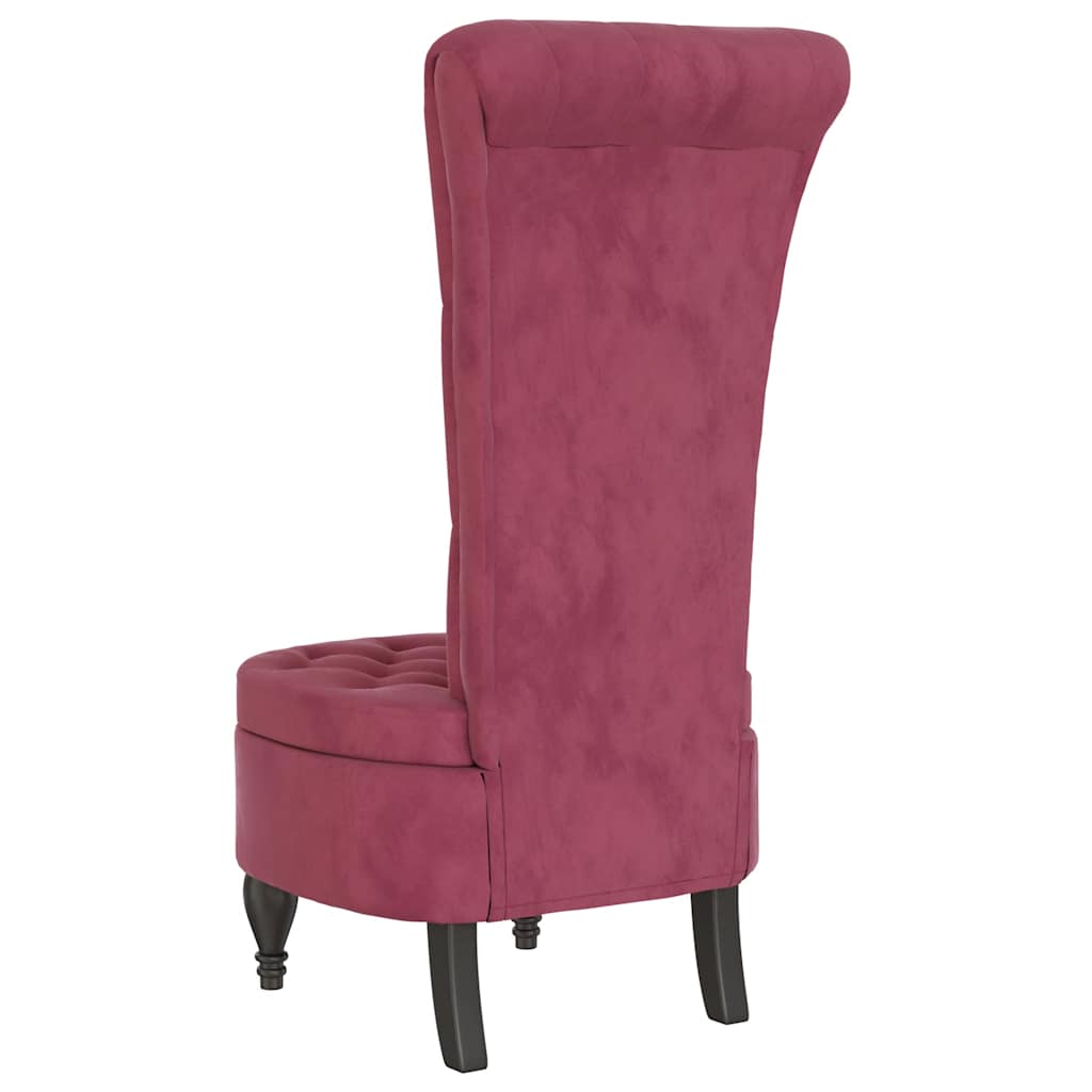 Stoel hoge rugleuning met knopen fluweel wijnrood is nu te koop bij PeponiXL, paradijselijk wonen!